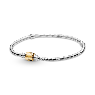 Pandora Moments Two-tone Barrel Clasp Snake Chain Bracelet