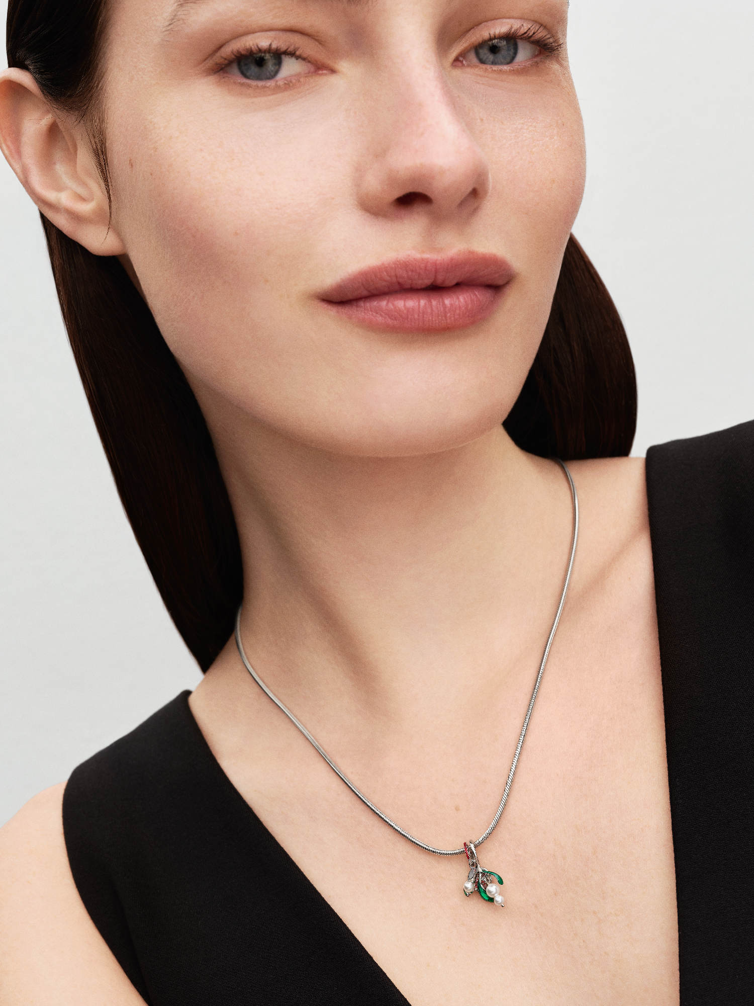 Mistletoe Dangle Charm, Platinum Plated