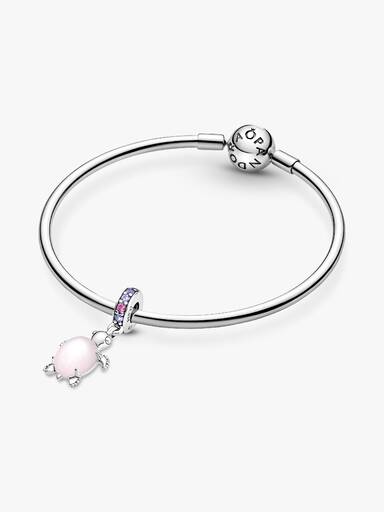 Charm-pendentif Tortue de mer rose en verre de Murano