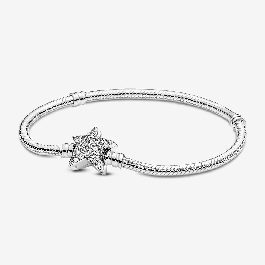 Bracelet à chaîne serpentine et fermoir étoile asymétrique Pandora Moments image number 0
