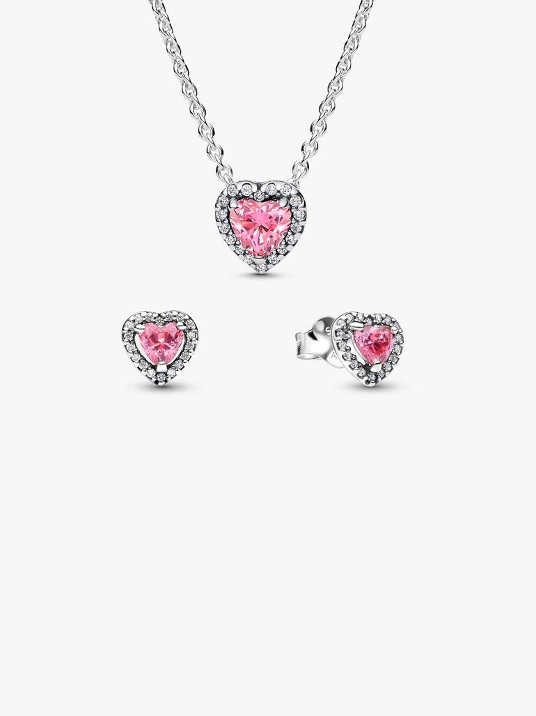 Ensemble-cadeau de bijoux Cœur surélevé rose