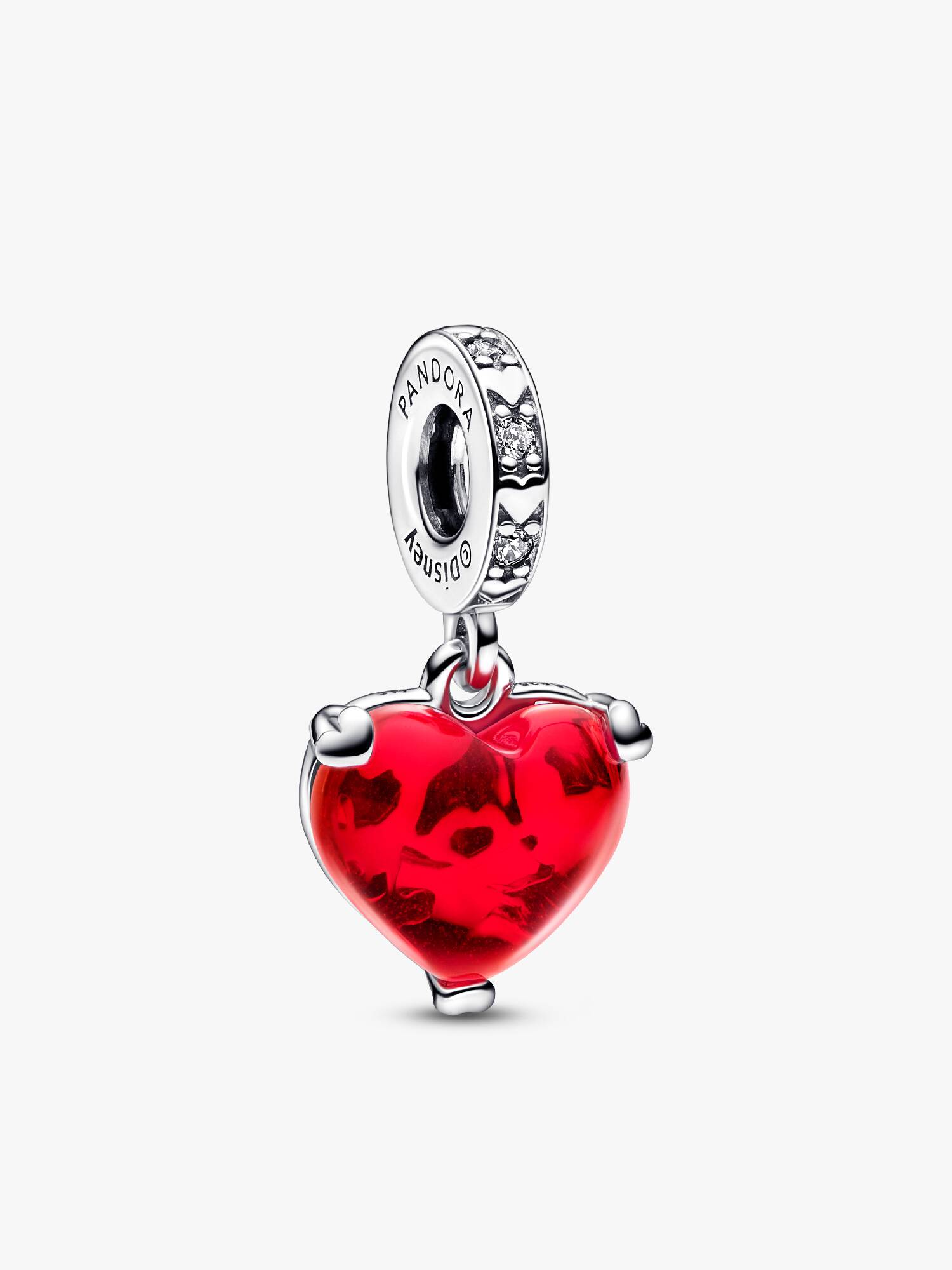 Disney Mickey & Minnie Mouse Kiss Red Murano Glass Dangle Charm