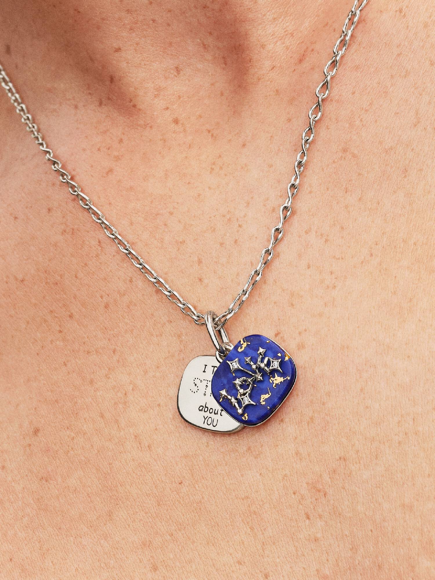 Charm-pendentif double Constellation d’amour bleu céleste
