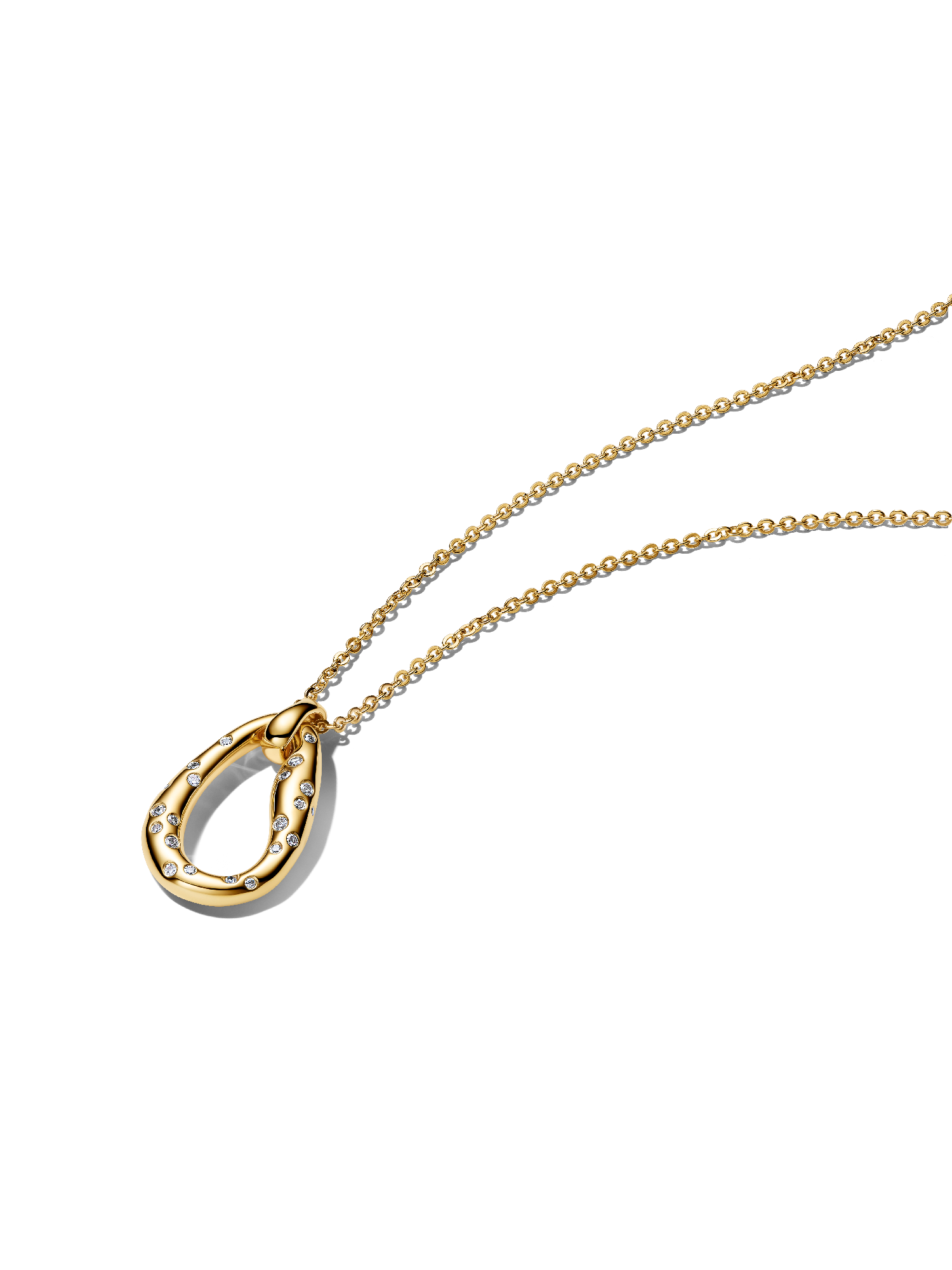 Organically Shaped Stone-Set Pendant Necklace | Gold plated