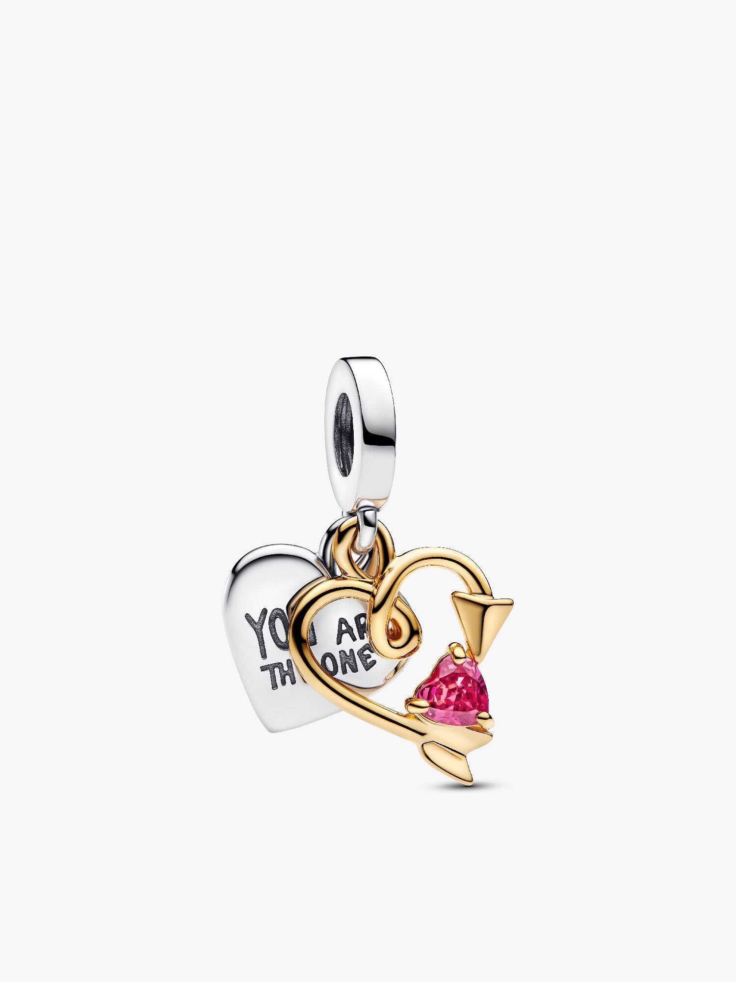 Charm-pendentif double Cœur et flèche à graver