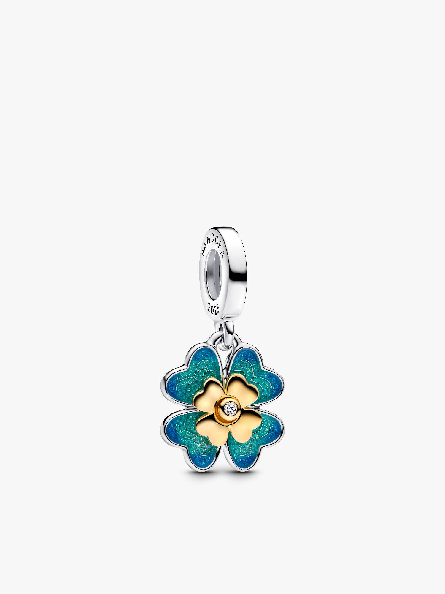 Spinable Four Leaf Clover Lab-Grown Diamond Dangle Charm