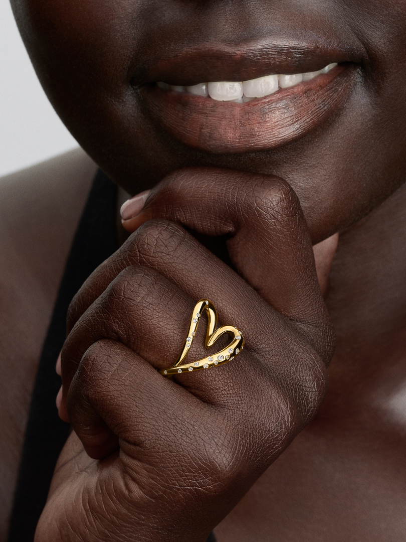 Organically Shaped Stone-Set Heart Ring