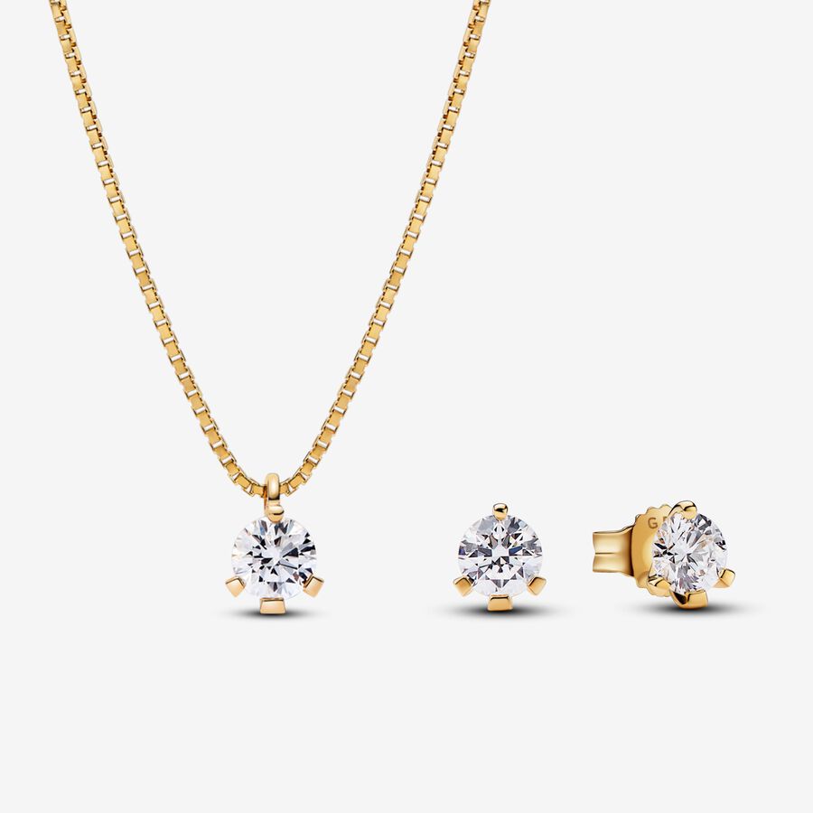 Pandora Nova Ensemble cadeau de bijoux en diamant cultivé en laboratoire pendentif collier et boucles d’oreilles avec 1,00 carat TW en or 14 K image number 0