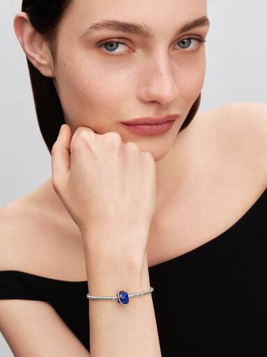 Celestial Blue Planet Charm, Platinum Plated