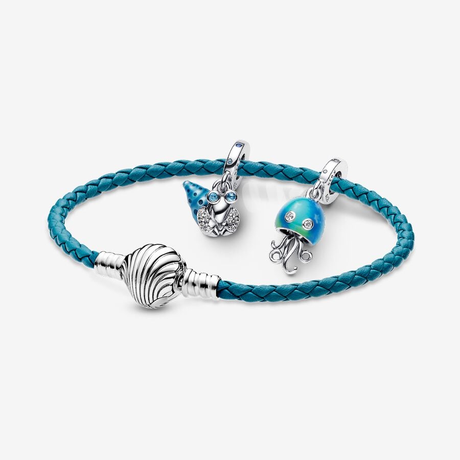 Glow in the Dark Hermit Crab and Color Changing Jellyfish Charm Bracelet Set image number 0