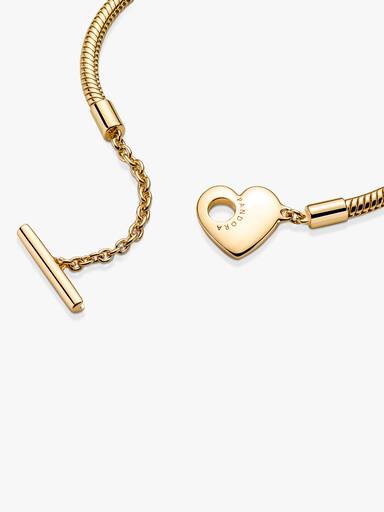 Heart T-Bar Snake Chain Bracelet