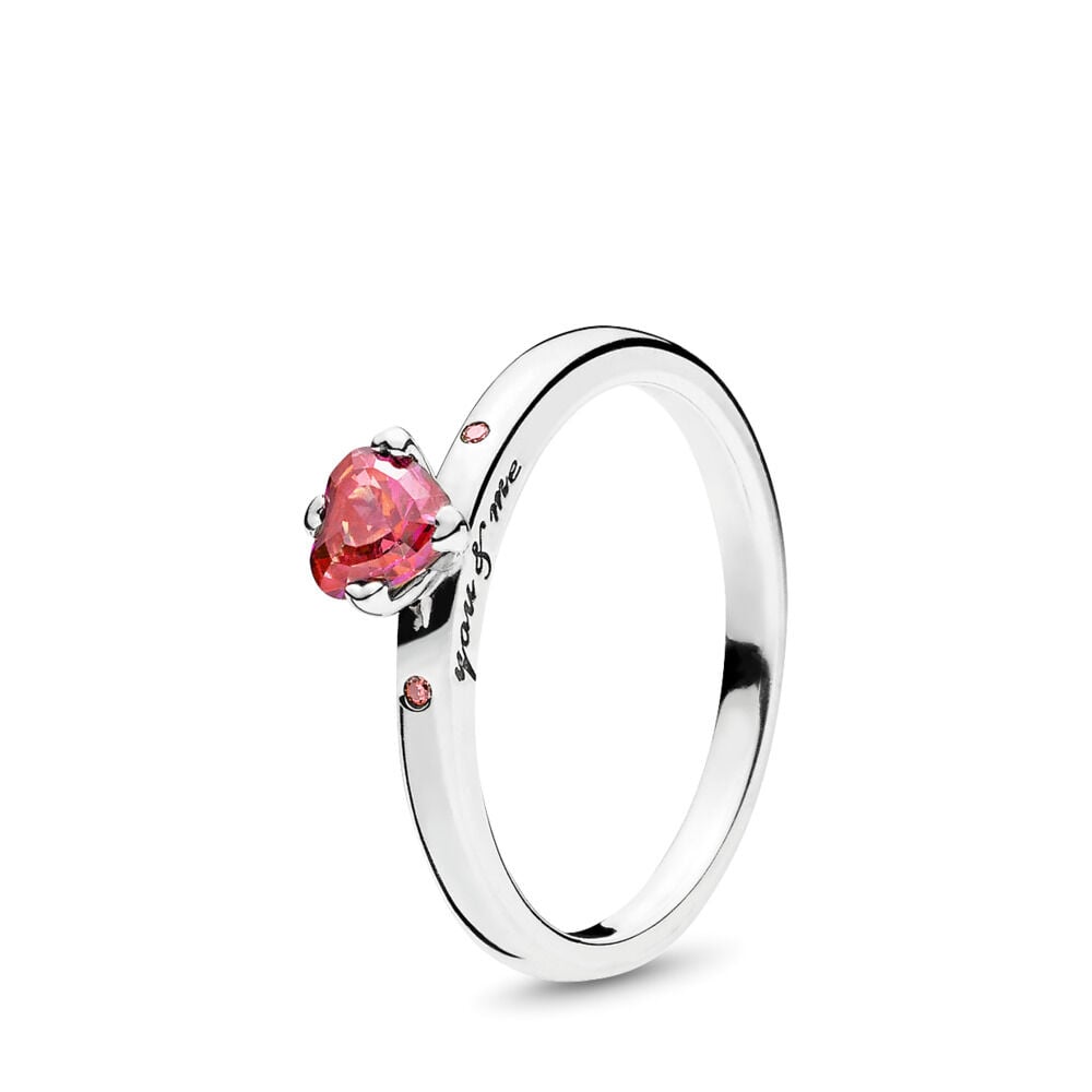You & Me Ring with Pink Heart CZ | Sterling silver | Pandora Canada
