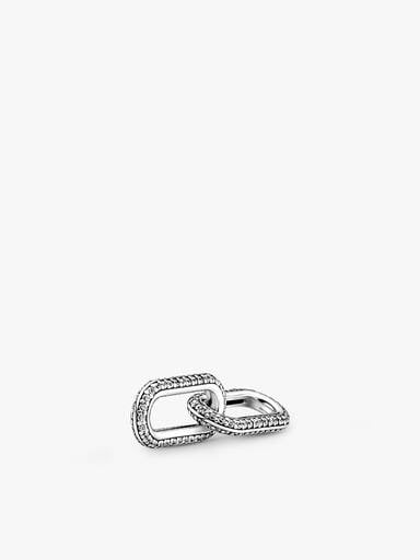 Boucles d'oreilles pendantes à triple maillons pavés