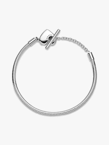 Heart T-Bar Snake Chain Bracelet