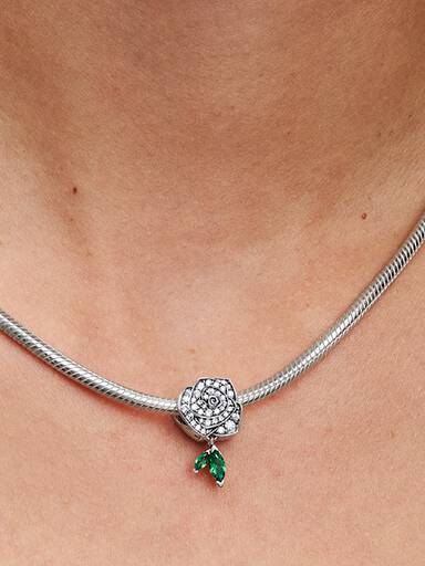 Sparkling Rose in Bloom Charm