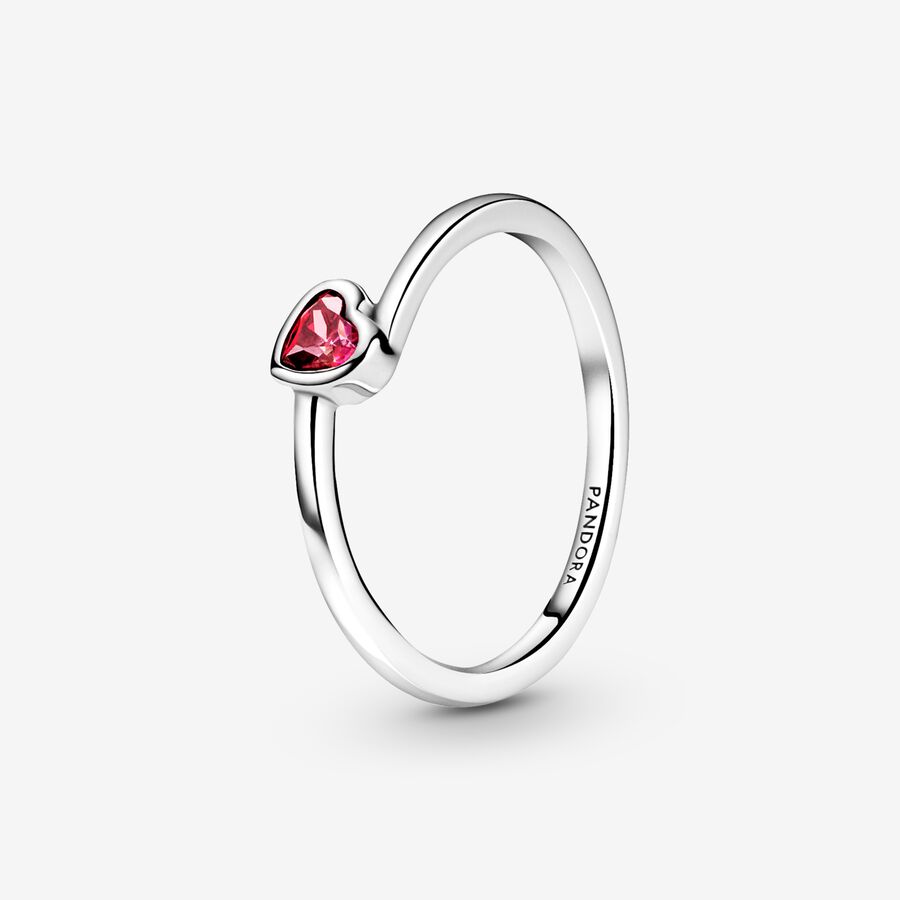 FINAL SALE - Red Tilted Heart Solitaire Ring image number 0