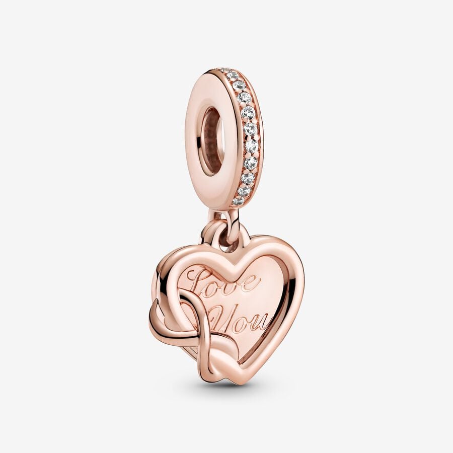 Charm-pendentif « Love you » avec cœur et symbole d’infini image number 0