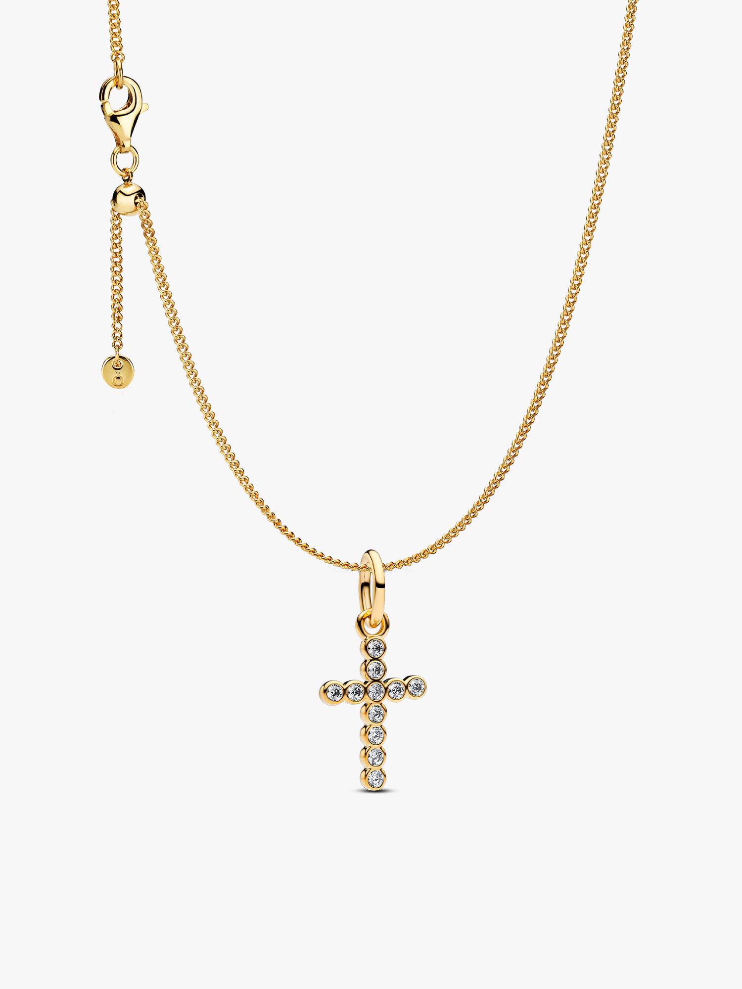 Sparkling Round Bezel Cross Pendant Necklace
