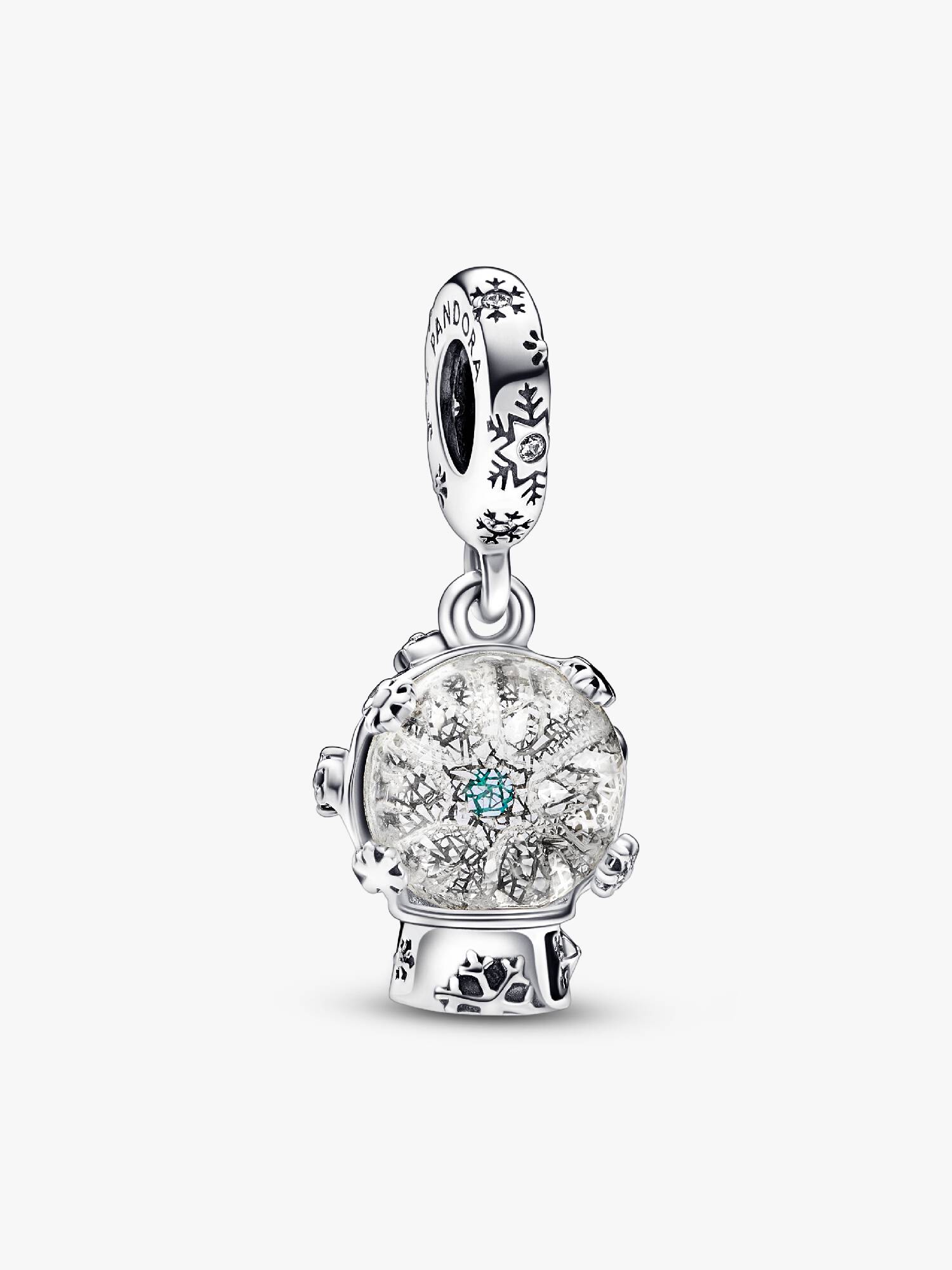 Charm-pendentif Sphère de neige et flocon de neige