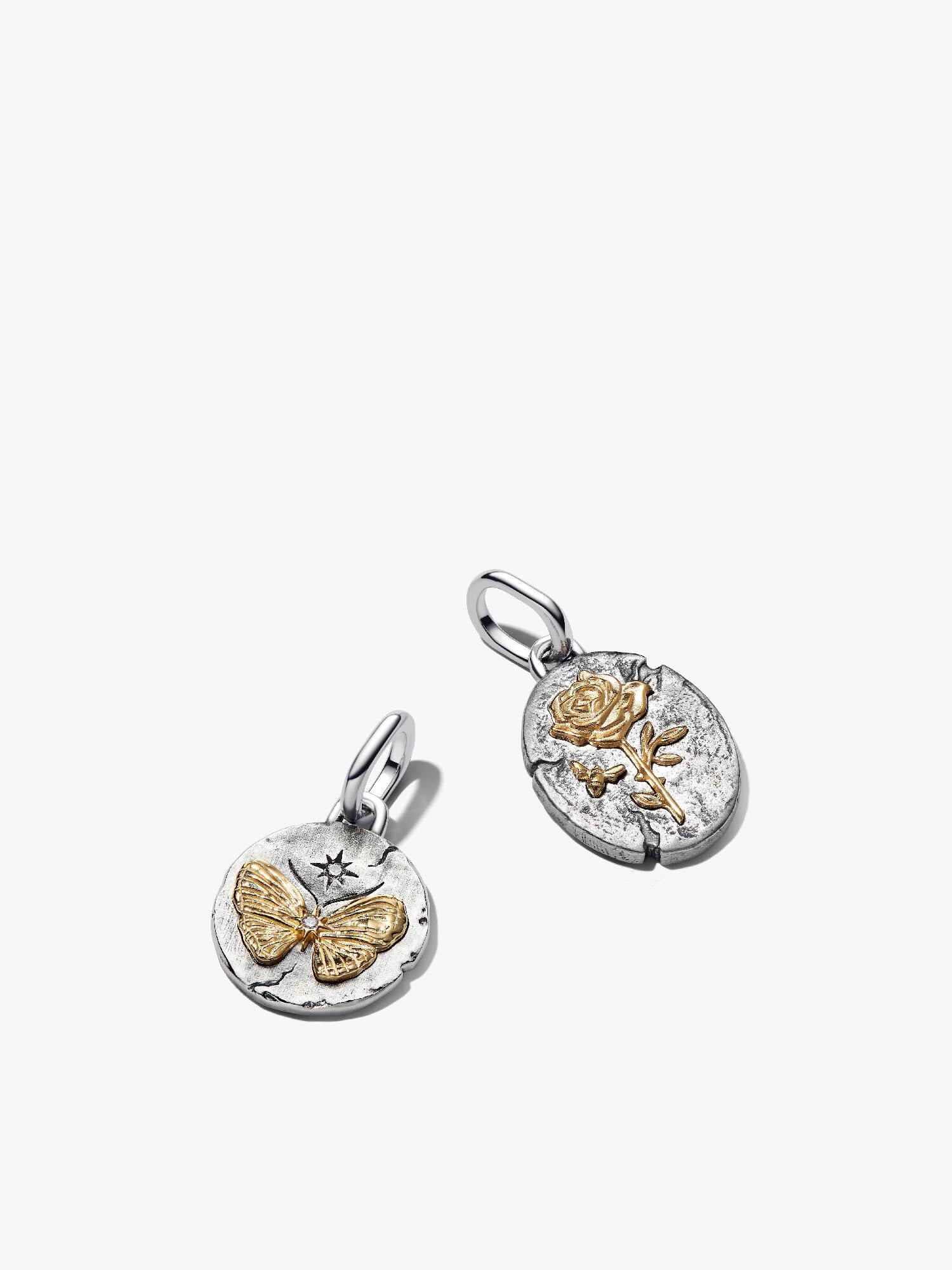 Butterfly & Rose Medallion Charm Duo