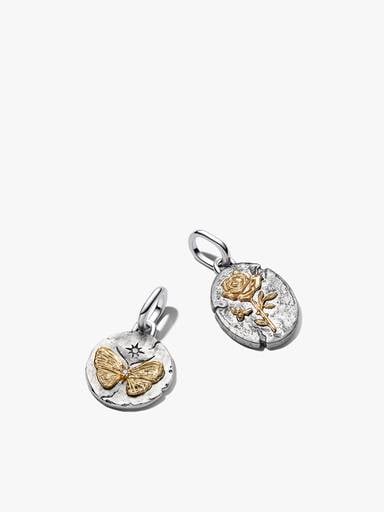 Butterfly & Rose Medallion Charm Duo
