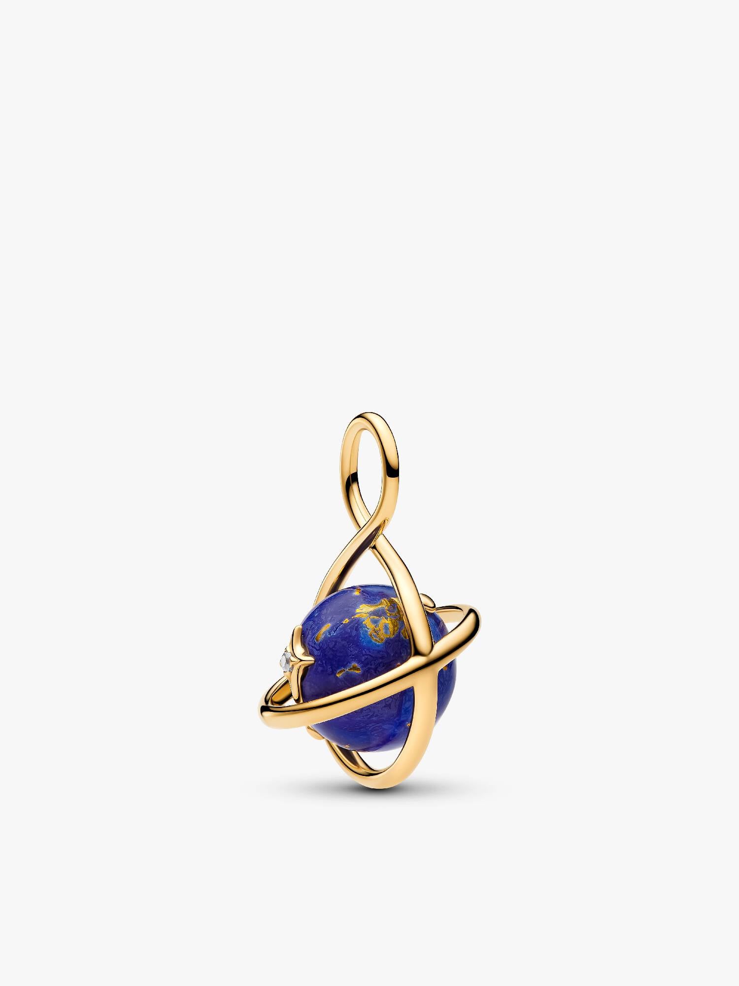 Charm-pendentif Planète tournante bleu céleste