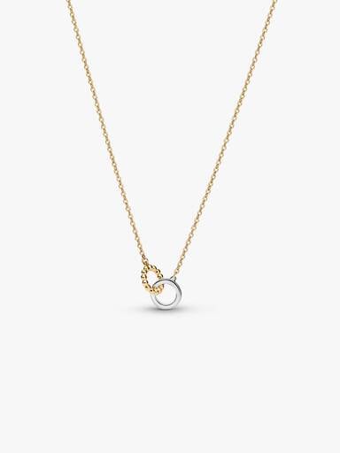 Collier Cercles avec perles et pavés entrelacés