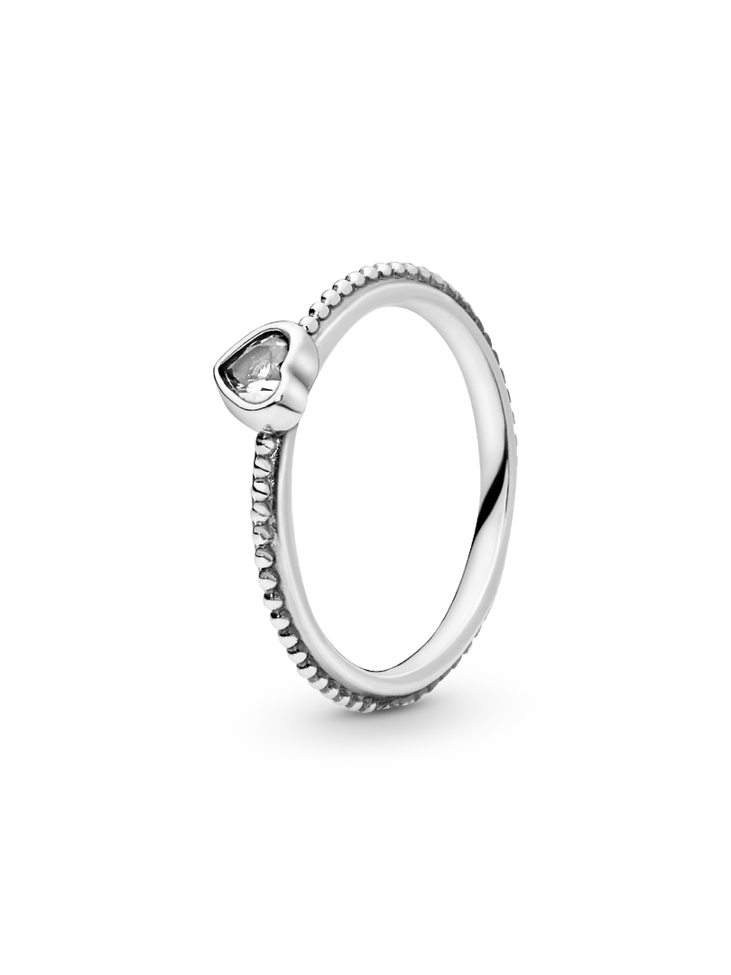 Clear Heart Beaded Ring