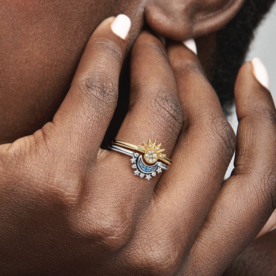 Sun Riag Bague Lune scintillante bleu céleste | Argent sterling | Pandora Canada