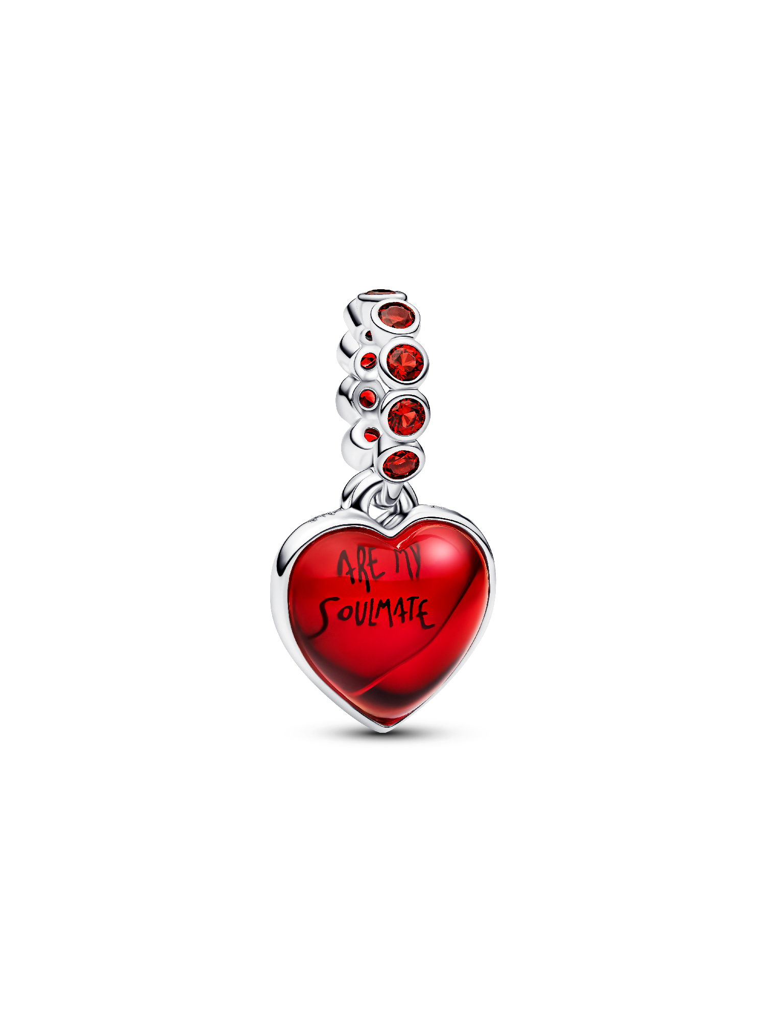 Red Murano Glass Heart Double Dangle Charm | Pendant | Sterling