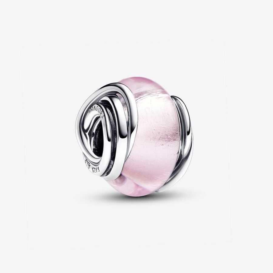 Encircled Pink Murano Glass Charm image number 0