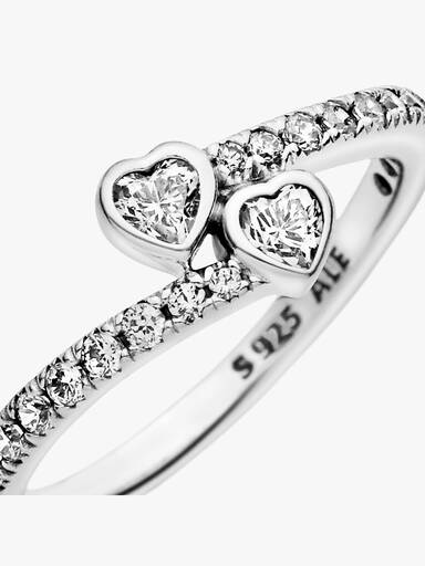 Two Sparkling Hearts Ring