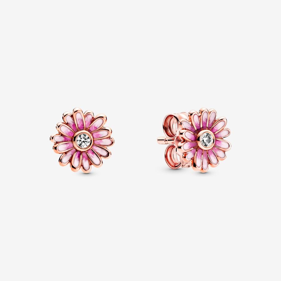 Pink Daisy Flower Stud Earrings image number 0