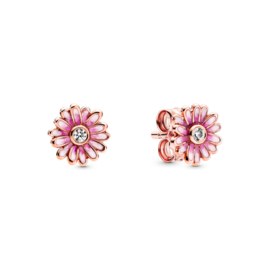 Pink Daisy Flower Stud Earrings