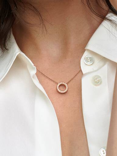 FINAL SALE - Pandora Logo Pavé Circle Collier Necklace