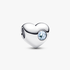 March Engravable Sea Aqua Blue Stone Heart Charm March Engravable Sea Aqua Blue Stone Heart Charm