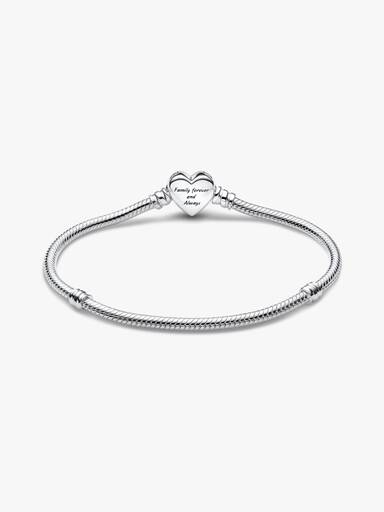 Sparkling Pink Infinity Heart Clasp Snake Chain Bracelet