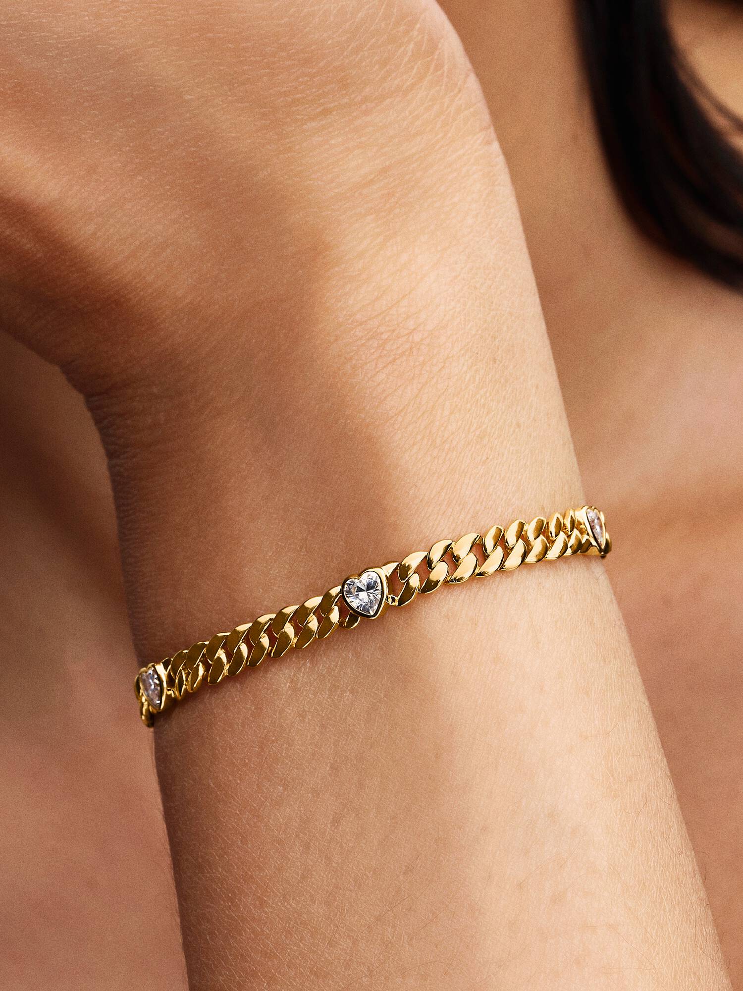 Heart Cuban Chain Bracelet