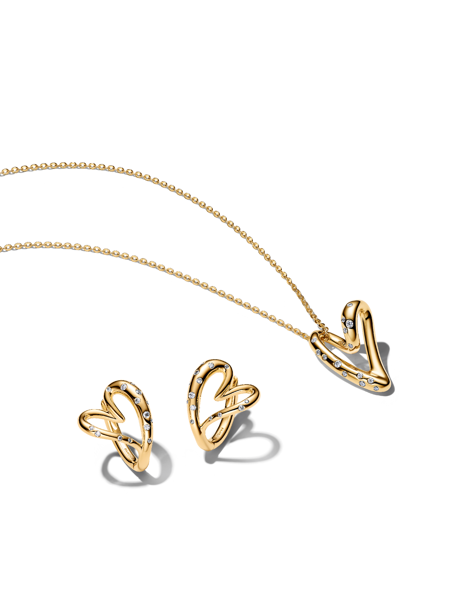 Stone-Set Heart Necklace & Earring Set