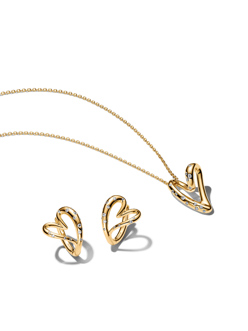 Stone-Set Heart Necklace & Earring Set
