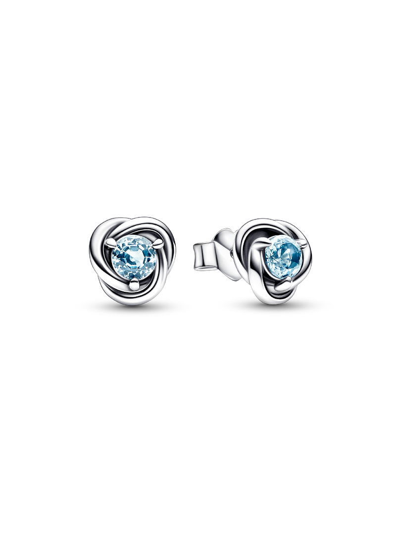 March Sea Aqua Blue Eternity Circle Stud Earrings