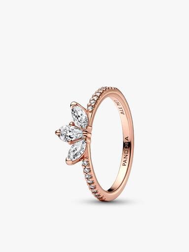 Rose Gold Tear-shaped Tiara Ring Set