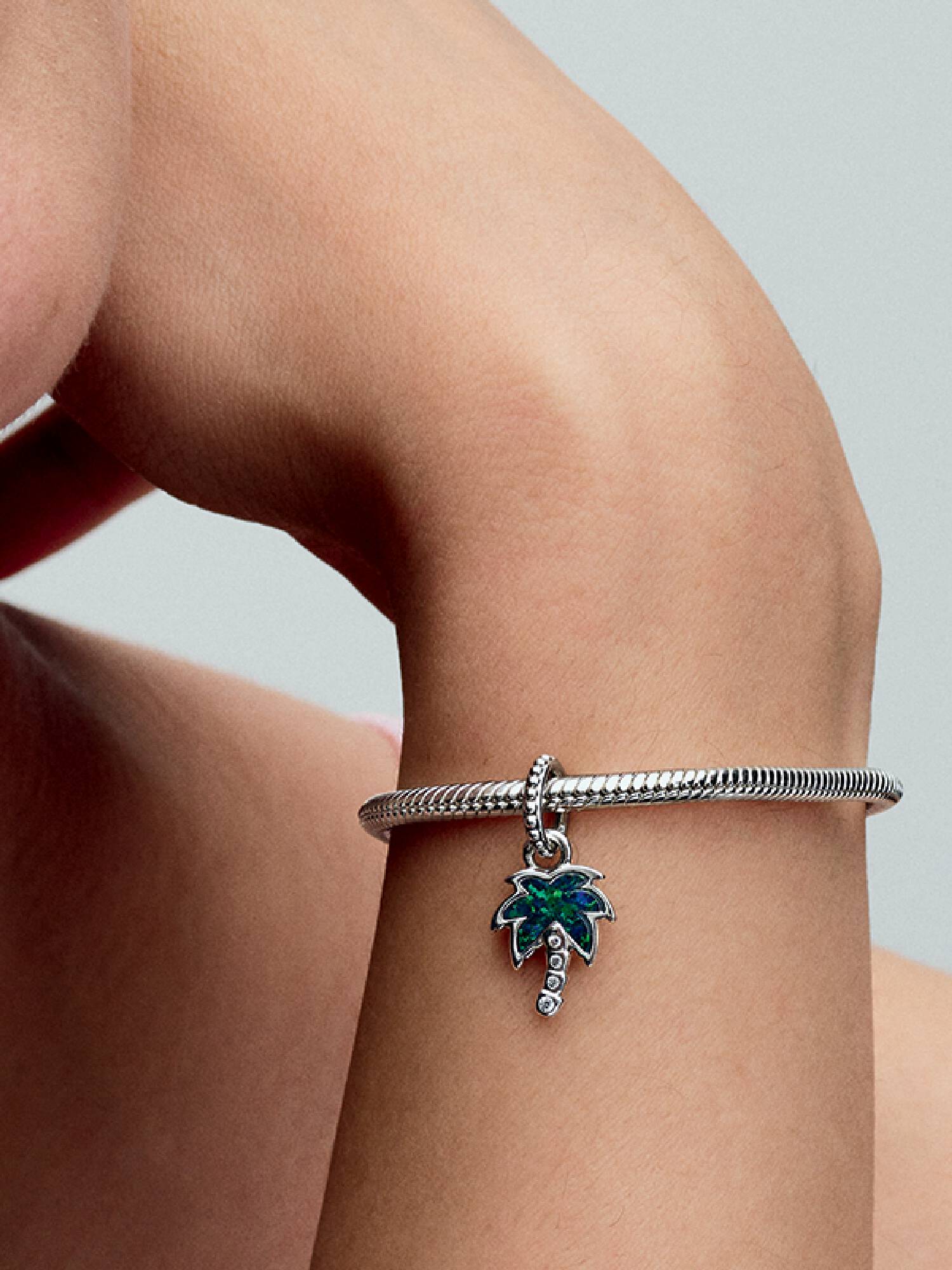 VENTE FINALE - Charm-pendentif Palmier vert opalescent