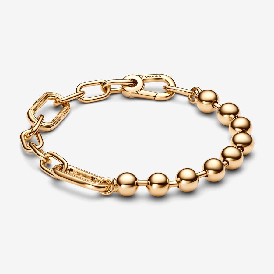 Pandora Me Bead & Link Chain Bracelet 562793C00-3with14 Carat Gold Plating