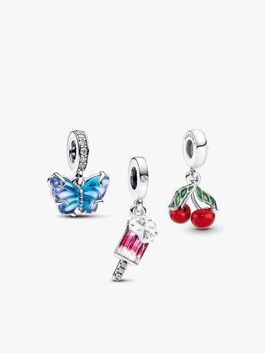 Trio de charms-pendentifs Été au féminin