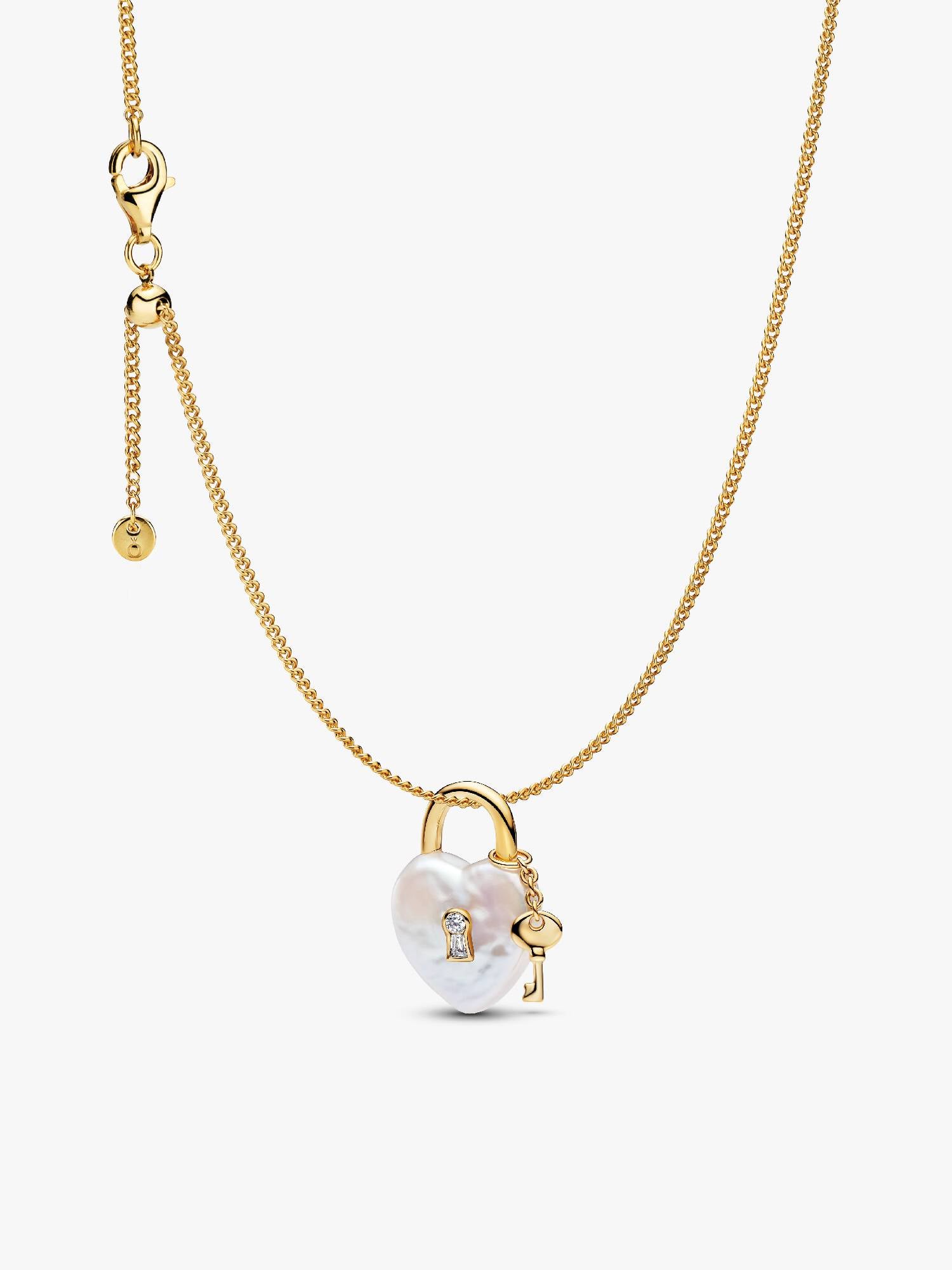 Baroque Pearl Padlock Charm Necklace