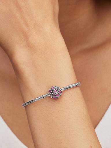 Pink Openwork Hearts Mom Charm