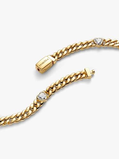 Bracelet à chaîne cubaine avec cœur