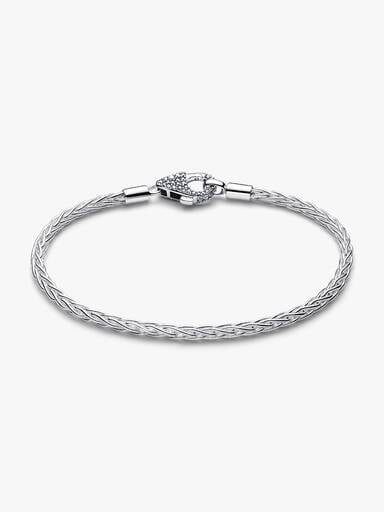 Bracelet à charms avec chaîne queue de renard et fermoir en pavé