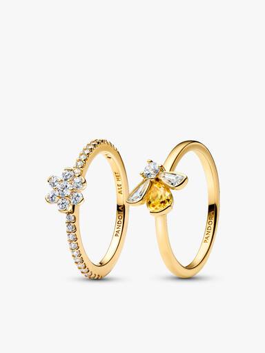 Ensemble de bagues Abeille et fleur